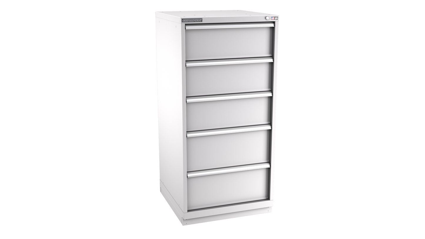 Champion Tool Storage SW2700-0501-ILC-FTB-LG 5-Drawer Standard Depth Modular Cabinet SW0501 | 28-1/4"W x 59-1/2"H x 28-1/2"D, Light Gray