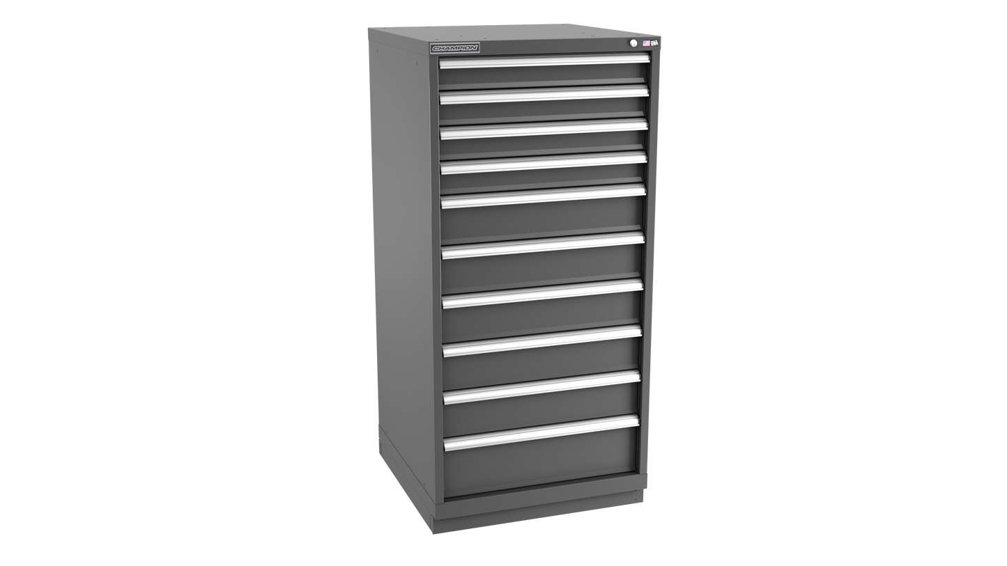 Champion Tool Storage SW2700-1001-ILC-FTB-DG 10-Drawer Standard Depth Modular Cabinet SW1001 | 28-1/4"W x 59-1/2"H x 28-1/2"D, Dark Gray