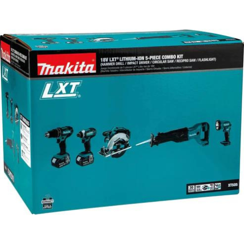 Makita XT505 18V LXT® Lithium‑Ion Cordless 5‑Pc. Combo Kit (3.0Ah)