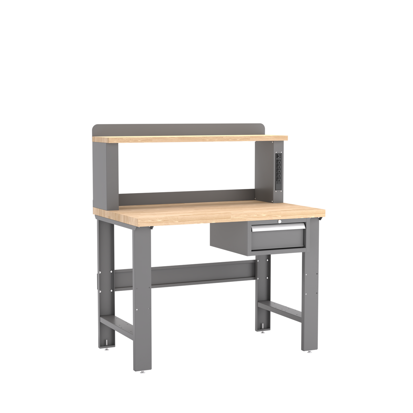 Champion Tool Storage WB102-B4830-DG Single Drawer Standard Depth Workbench, 12" Power Riser WB102 | 48"W x 35-1/4"H x 30"D, Dark Gray