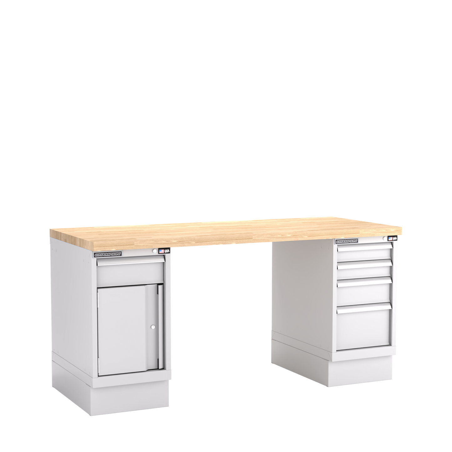 Champion Tool Storage WB400-B7230-LG Two Preconfigured Cabinets Workbench WB400 | 72"W x 35-1/4"H x 30"D, Light Gray