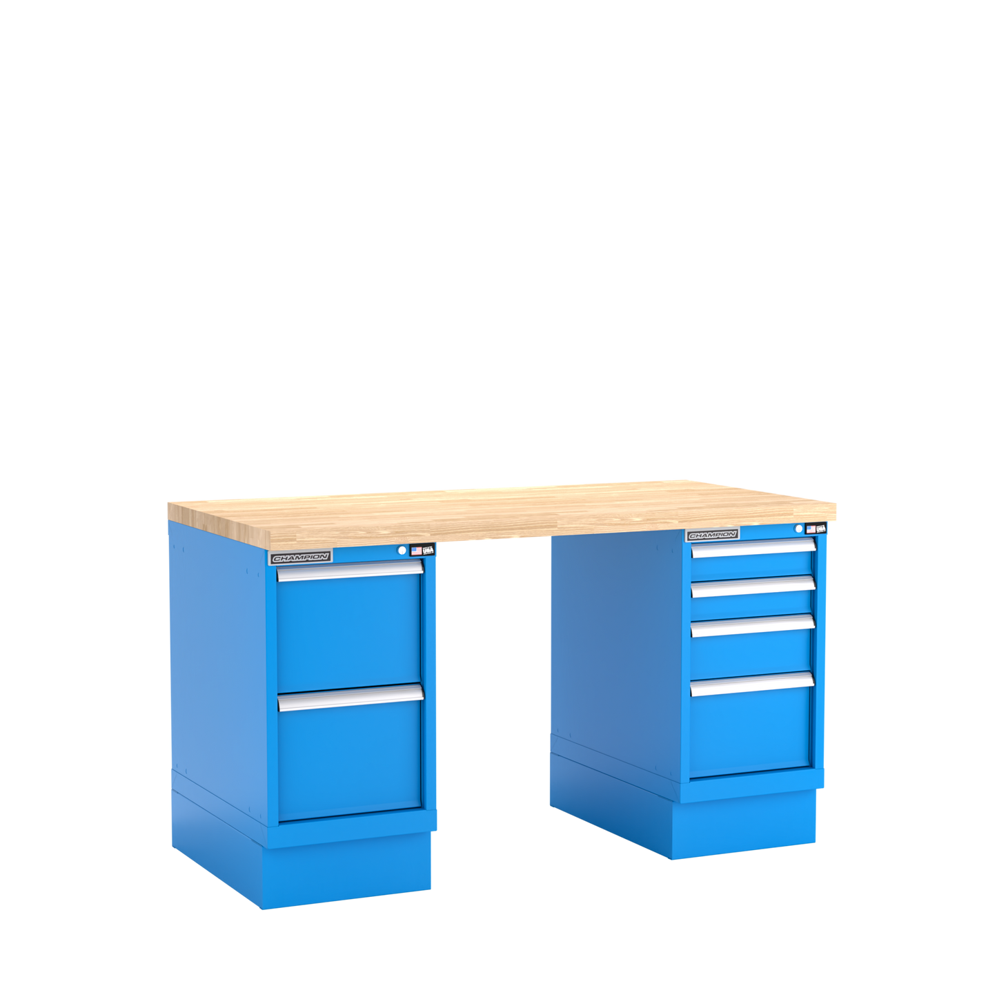 Champion Tool Storage WB500-B6030-BB Two Preconfigured Cabinets Workbench WB500 | 60"W x 35-1/4"H x 30"D, Bright Blue