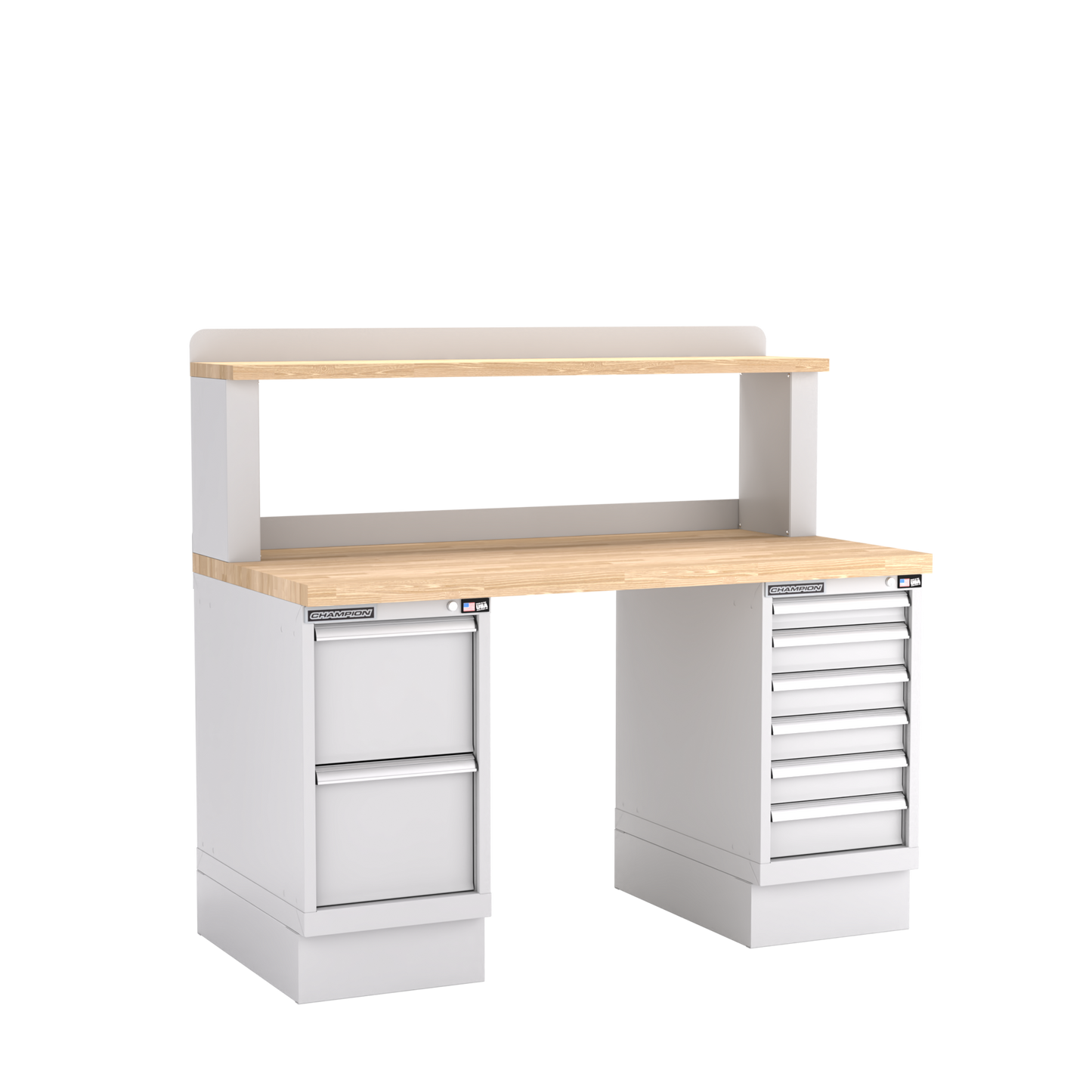 Champion Tool Storage WB801-B6030-LG Two Preconfigured Cabinets Workbench, 12" Riser WB801 | 60"W x 35-1/4"H x 30"D, Light Gray