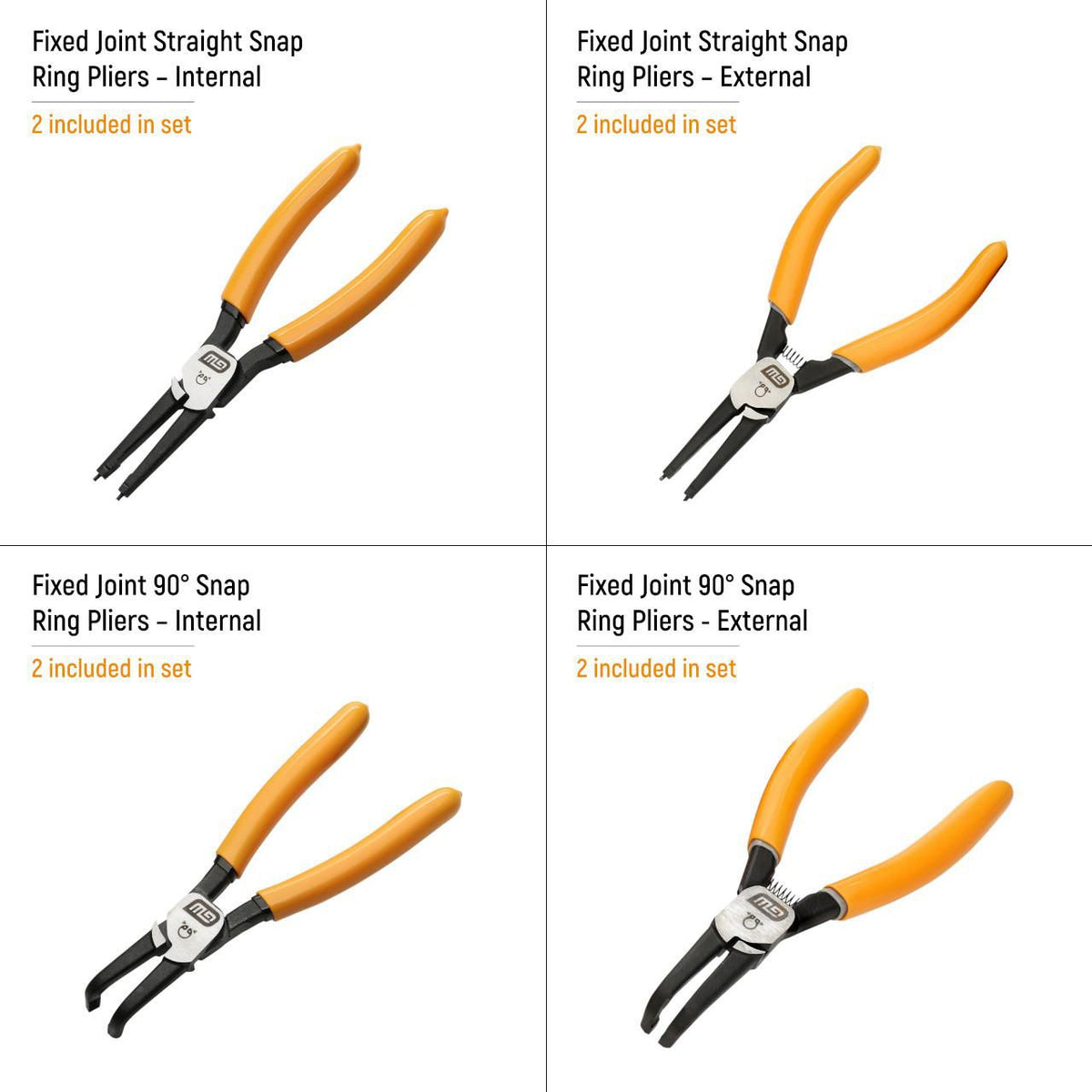 Gearwrench GWMSSRP01 8 Piece Fixed Joint Internal/External Snap Ring Pliers Set in Foam Tray