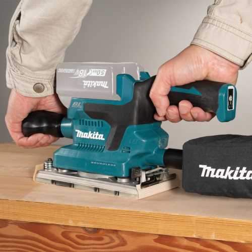 Makita XOB03Z 18V LXT® Lithium‑Ion Brushless Cordless 1/3 Sheet Finishing Sander, AWS® Capable, Tool Only