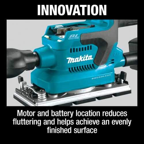 Makita XOB03Z 18V LXT® Lithium‑Ion Brushless Cordless 1/3 Sheet Finishing Sander, AWS® Capable, Tool Only