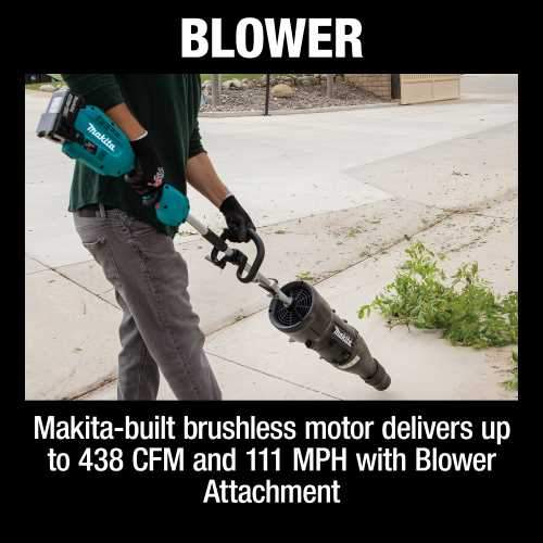 Makita XUX02SM1X3 18V LXT® Lithium‑Ion Brushless Cordless Couple Shaft Power Head Kit w/ 13" String Trimmer & Blower Attachments (4.0Ah)