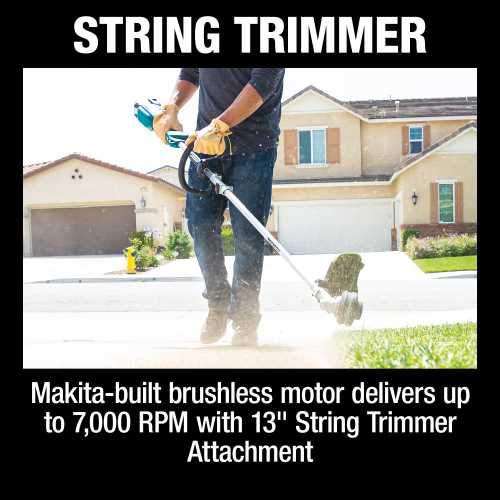 Makita XUX02SM1X3 18V LXT® Lithium‑Ion Brushless Cordless Couple Shaft Power Head Kit w/ 13" String Trimmer & Blower Attachments (4.0Ah)