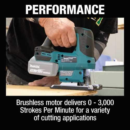 Makita XVJ04Z 18V LXT® Lithium‑Ion Brushless Cordless Jig Saw, Tool Only