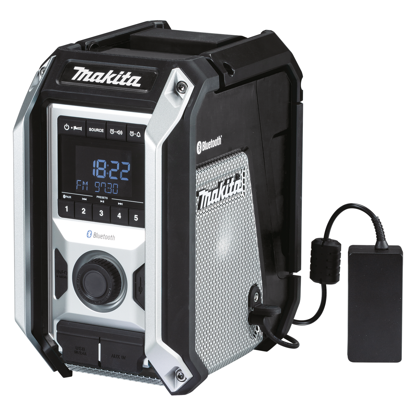Makita XRM09B 18V LXT® / 12V max CXT® Lithium‑Ion Cordless/Corded Bluetooth® Job Site Radio, Tool Only