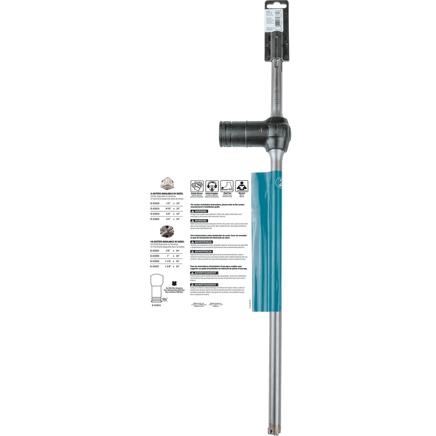 Makita B-63862 3/4" x 24" SDS‑Max Dust Extraction Drill Bit