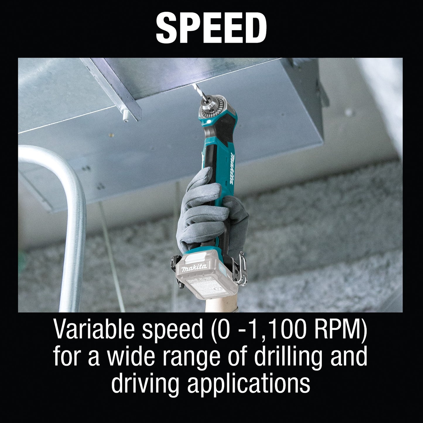 Makita AD03Z 12V max CXT® Lithium‑Ion Cordless 3/8" Right Angle Drill, Tool Only