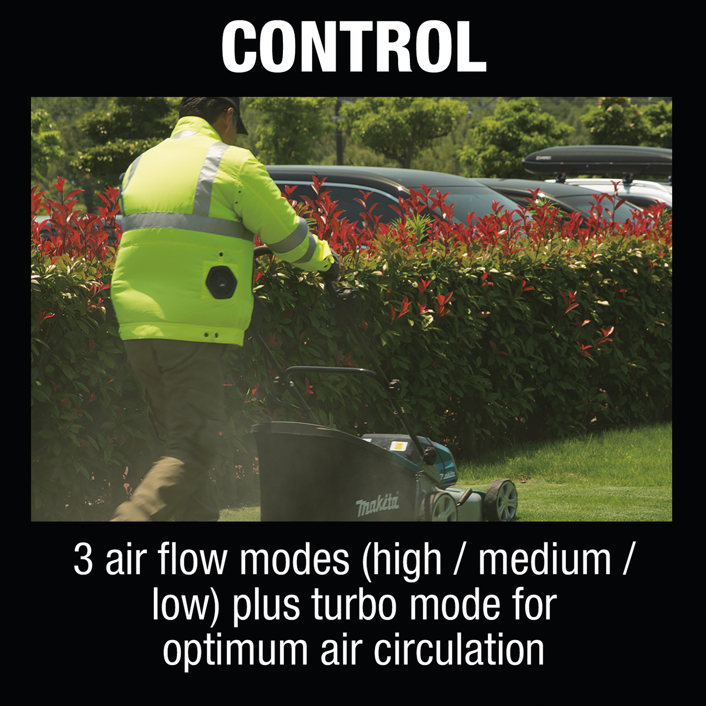 Makita DFJ214ZL 18V LXT® Lithium‑Ion Cordless High Visibility Fan Jacket, Jacket Only (L)