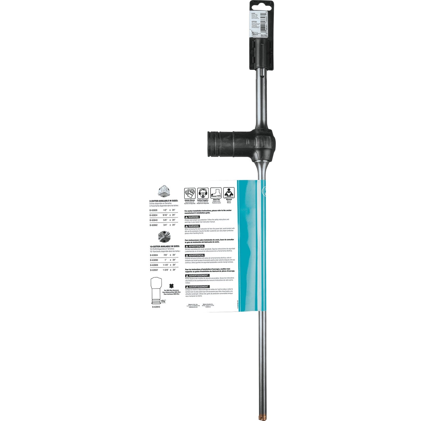 Makita B-63828 1/2" x 24" SDS‑Max Dust Extraction Drill Bit