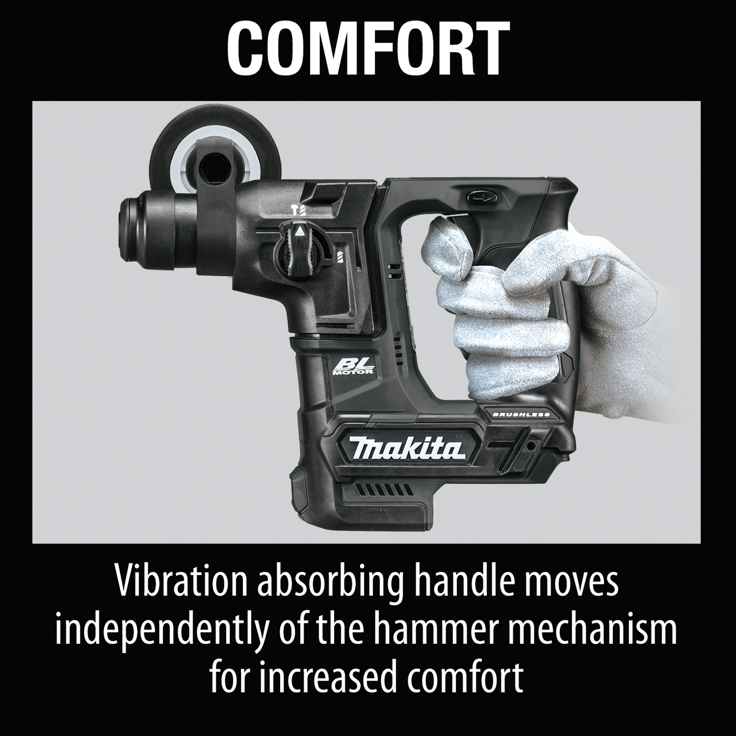 Makita XRH06ZB 18V LXT® Lithium‑Ion Sub‑Compact Brushless Cordless 11/16" SDS‑PLUS Rotary Hammer, Tool Only