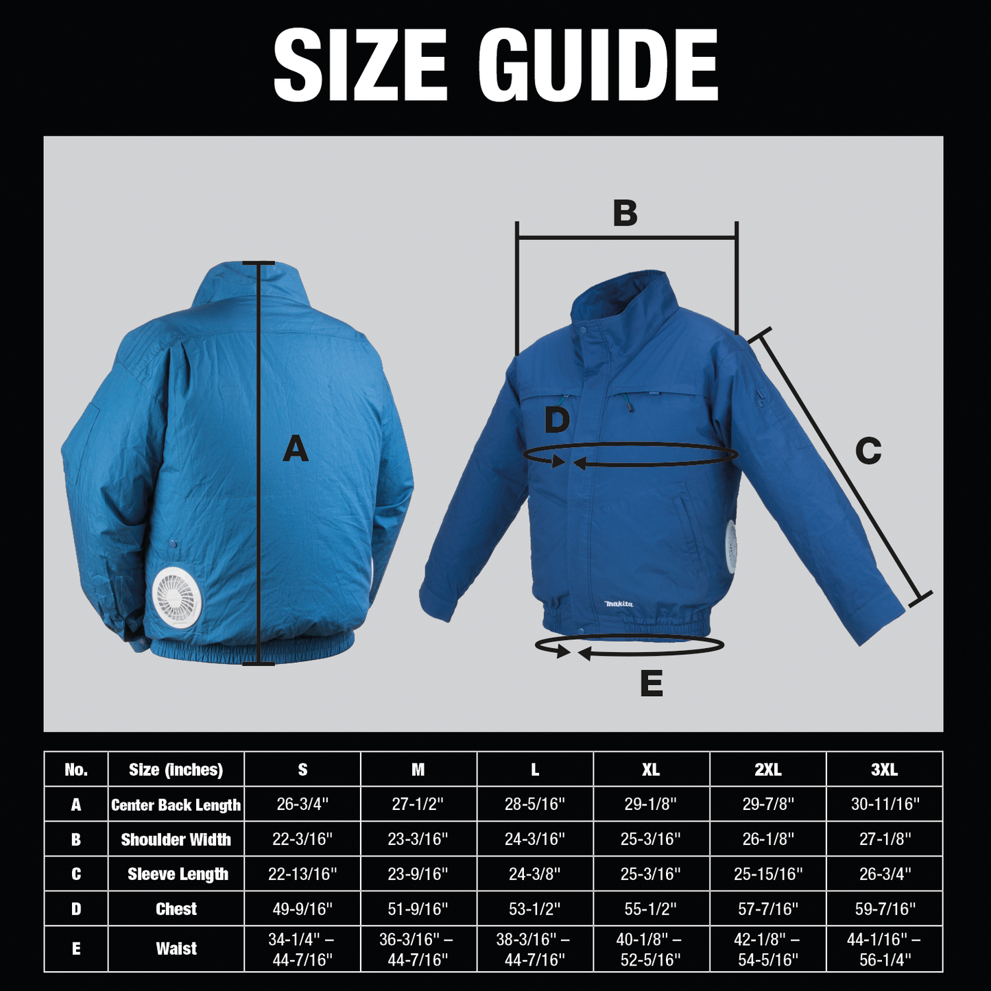 Makita DFJ304Z2XL 18V LXT® Lithium‑Ion Cordless Cotton Fan Jacket, Jacket Only (2XL)