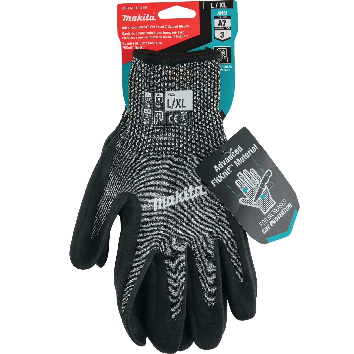 Makita T-04145 Advanced FitKnit™ Cut Level 7 Nitrile Coated Dipped Gloves (Large/X‑Large)