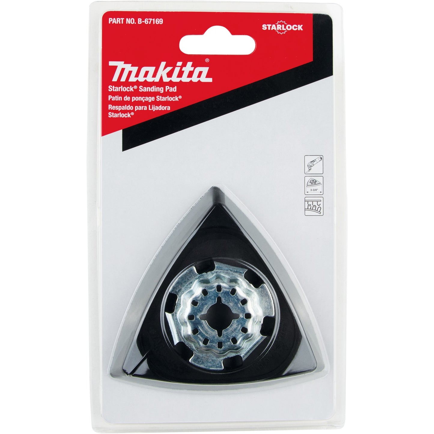 Makita B-67169 Starlock® Oscillating Multi‑Tool 3‑3/4" Hook And Loop Delta Triangle Sanding Pad