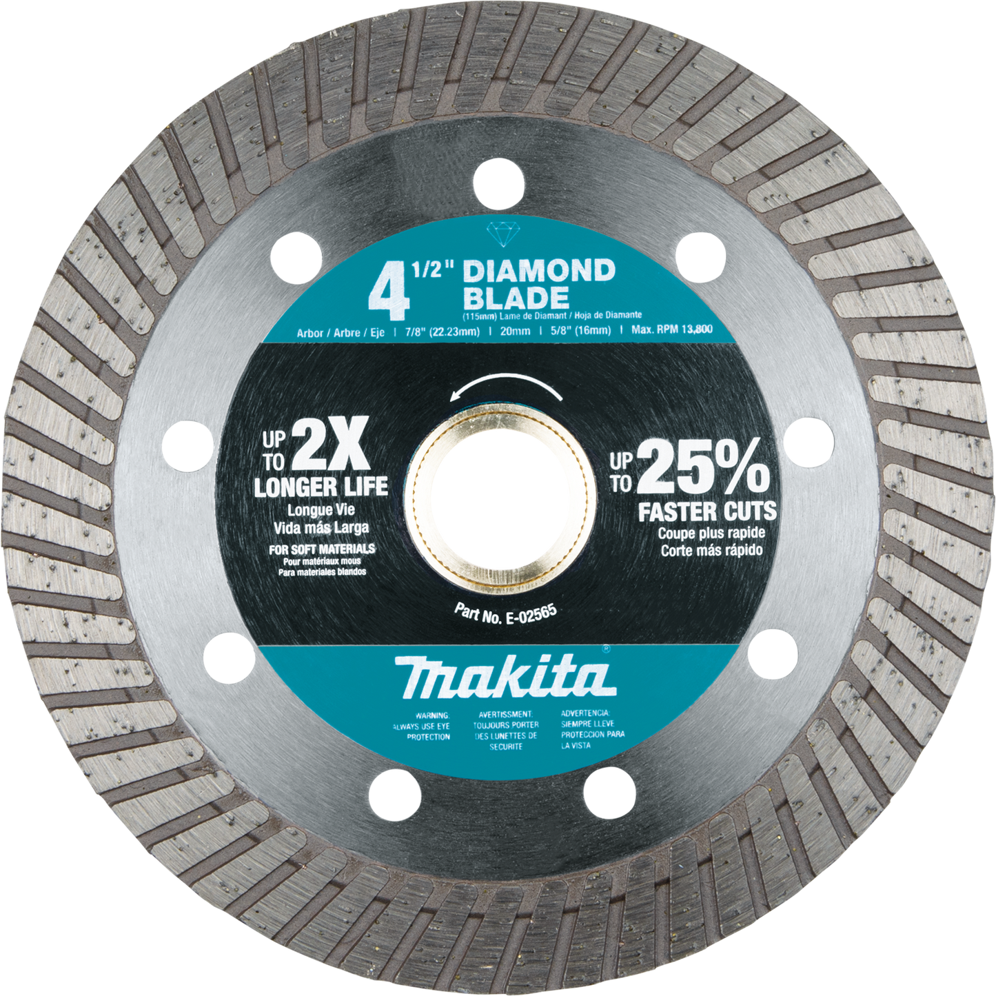 Makita E-02565 4‑1/2" Diamond Blade, Turbo, Soft Material