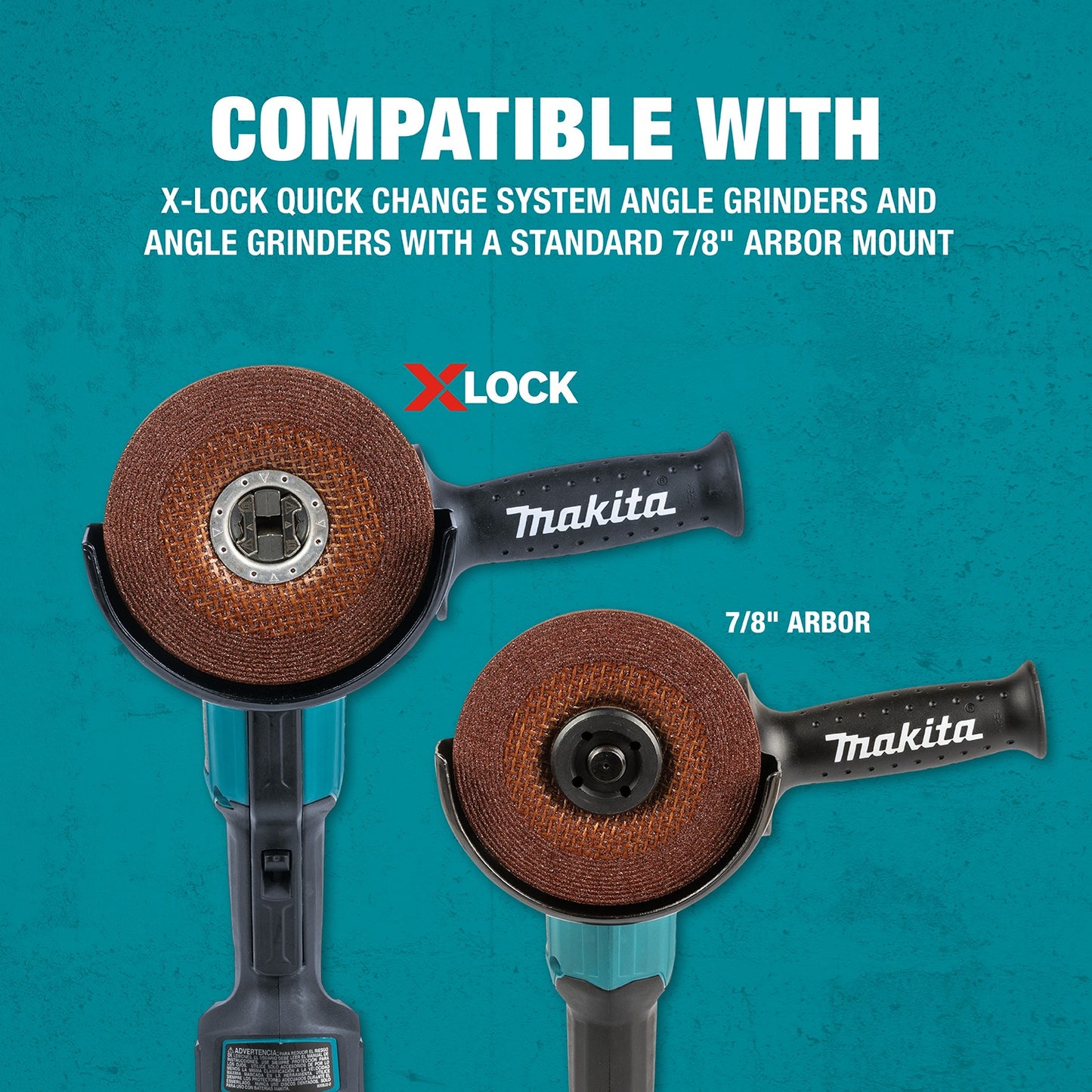 Makita E-00430 X‑LOCK 4‑1/2" x 1/4" x 7/8" Type 27 General Purpose 36 Grit Abrasive Grinding Wheel for Metal & Stainless Steel Grinding