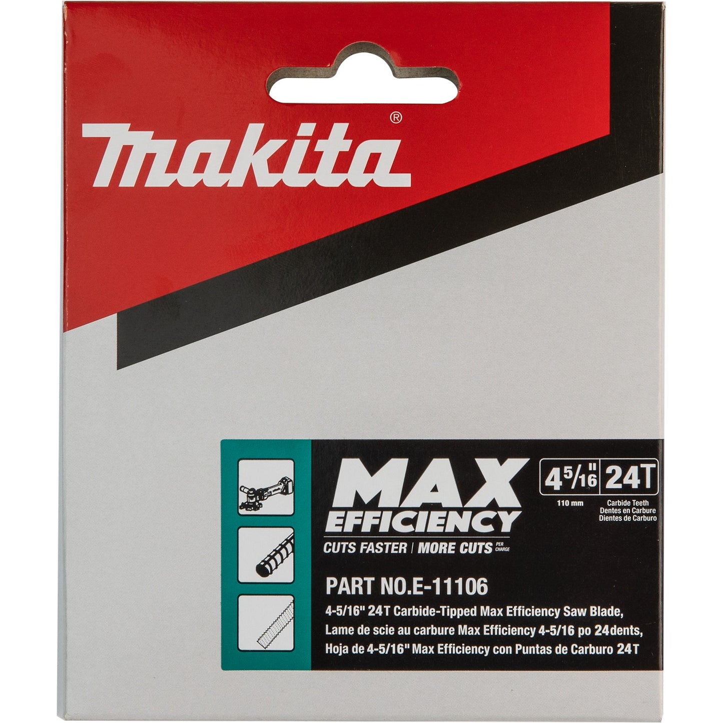 Makita E-11106 4‑5/16" 24T Max Efficiency CERMET‑Tipped Cutter Blade, Rebar and Steel Rods