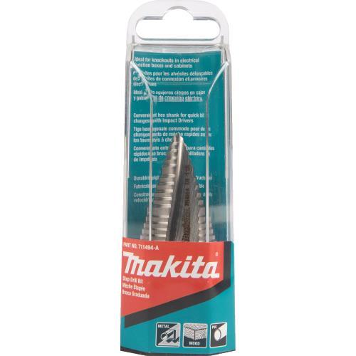 Makita 711494-A 1/4" ‑ 1‑1/8" H.S.S. Step Drill Bit, 1/4" Hex Shank