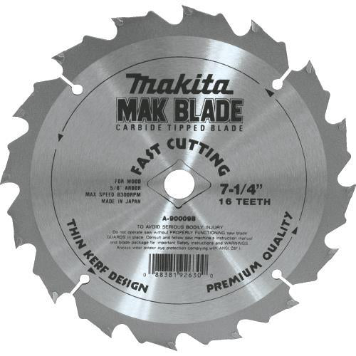 Makita A-90009-B-10 7‑1/4" 16T Carbide‑Tipped Circular Saw Blade, 10/pk