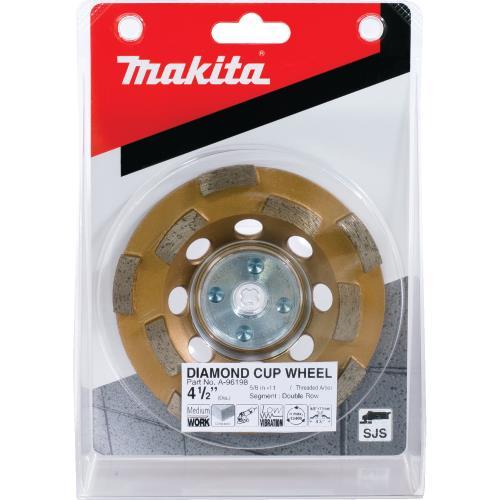 Makita A-96198 4‑1/2" Low‑Vibration Diamond Cup Wheel, Double Row