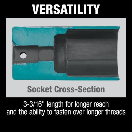 Makita A-96366 1‑1/4" Deep Well SAE Impact Socket, 1/2" Drive