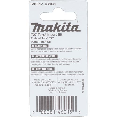 Makita A-96584 ImpactX™ T27 Torx® 1″ Insert Bit, 2/pk