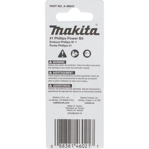 Makita A-96643 ImpactX™ #1 Phillips 2″ Power Bit, 2/pk