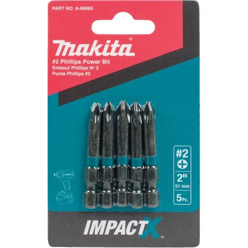 Makita A-96665 ImpactX™ #2 Phillips 2″ Power Bit, 5/pk