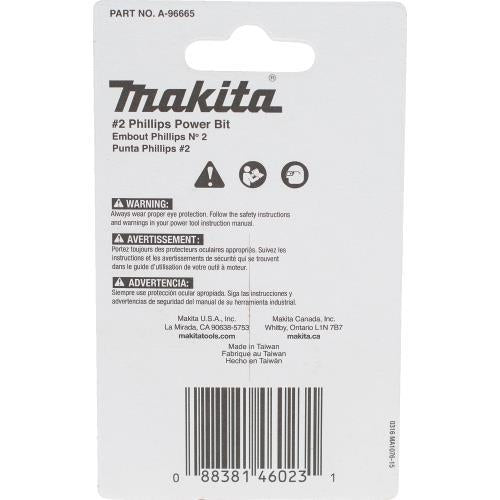 Makita A-96665 ImpactX™ #2 Phillips 2″ Power Bit, 5/pk