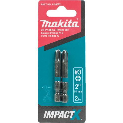 Makita A-96687 ImpactX™ #3 Phillips 2″ Power Bit, 2/pk