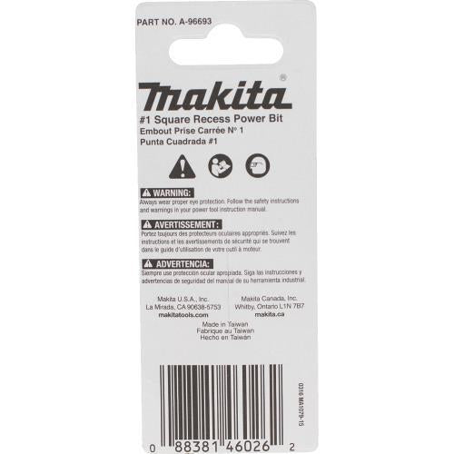Makita A-96693 ImpactX™ #1 Square Recess 2″ Power Bit, 2/pk