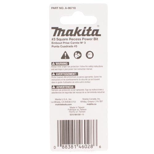Makita A-96718 ImpactX™ #3 Square Recess 2″ Power Bit, 2/pk