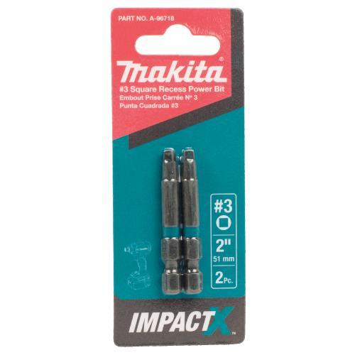 Makita A-96718 ImpactX™ #3 Square Recess 2″ Power Bit, 2/pk
