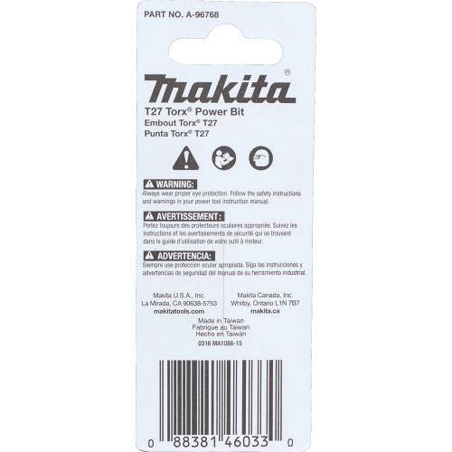 Makita A-96768 ImpactX™ T27 Torx® 2″ Power Bit, 2/pk