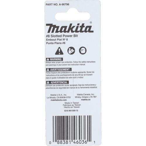 Makita A-96796 ImpactX™ #8 Slotted 2″ Power Bit, 2/pk
