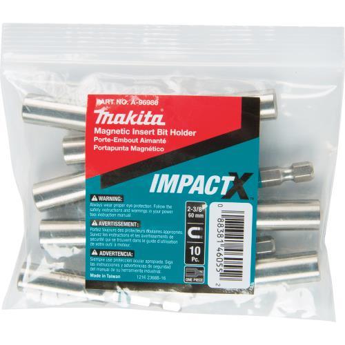Makita A-96986 ImpactX™ 2‑3/8″ One Piece Magnetic Insert Bit Holder, 10/pk, Bulk