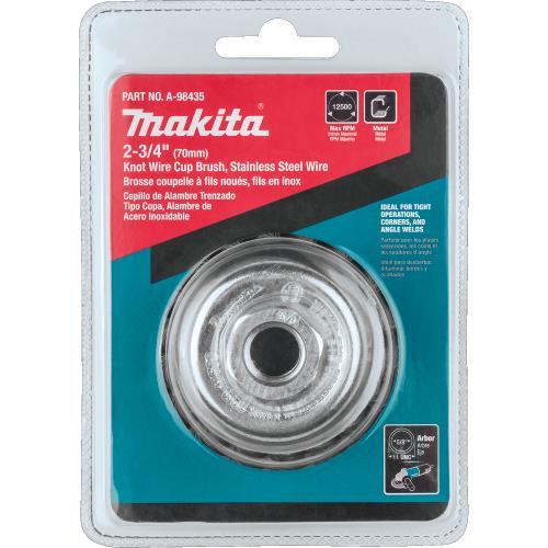 Makita A-98435 2‑3/4" Knot Wire Cup Brush, Stainless, 5/8"‑11