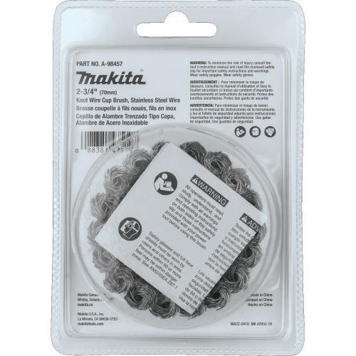 Makita A-98457 2‑3/4" Knot Wire Cup Brush, Stainless, M10 x 1.25