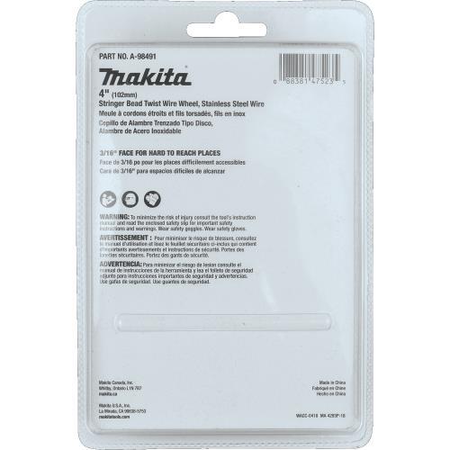 Makita A-98491 4" Stringer Bead Twist Wire Wheel, Stainless, 5/8"‑11