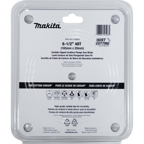 Makita A-98809 6‑1/2" 48T Carbide‑Tipped Cordless Plunge Saw Blade