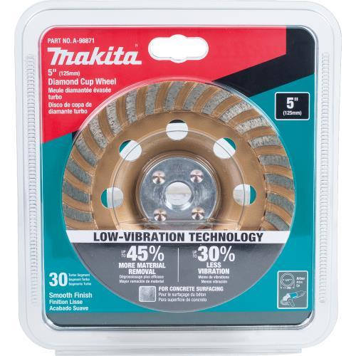 Makita A-98871 5" Low‑Vibration Diamond Cup Wheel, Turbo