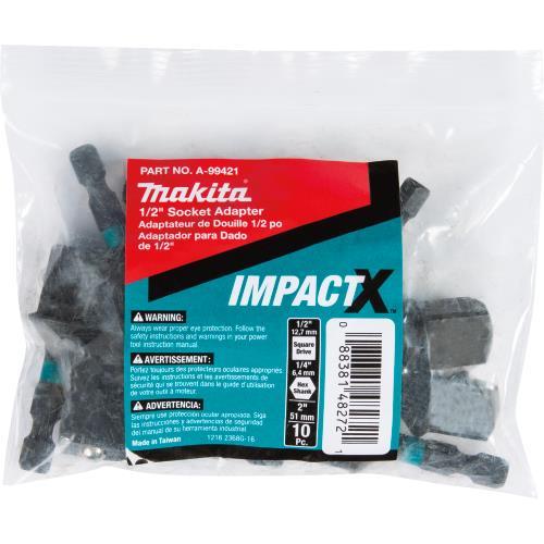 Makita A-99421 ImpactX™ 1/2″ x 2″ Socket Adapter, 10/pk, Bulk