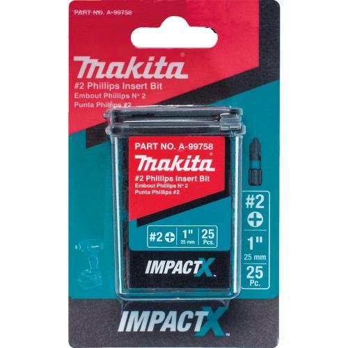 Makita A-99758 ImpactX™ #2 Phillips 1″ Insert Bit, 25/pk