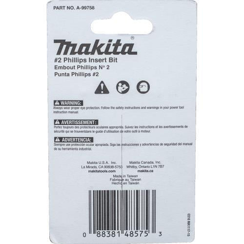 Makita A-99758 ImpactX™ #2 Phillips 1″ Insert Bit, 25/pk