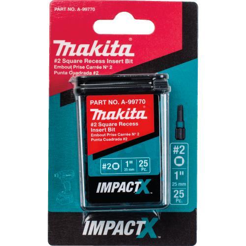 Makita A-99770 ImpactX™ #2 Square Recess 1″ Insert Bit, 25/pk