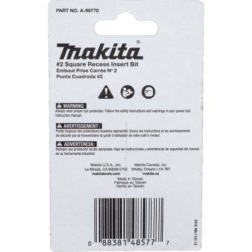 Makita A-99770 ImpactX™ #2 Square Recess 1″ Insert Bit, 25/pk